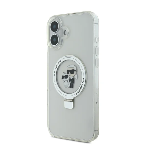  iPhone 16 Plus fehér Karl Lagerfeld Ringstand Karl and Choupette MagSafe tok - 3