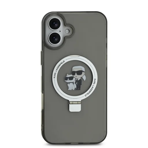  iPhone 16 fekete Karl Lagerfeld Gyűrűtartó Karl és Choupette MagSafe tok - 2