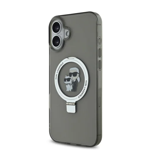  iPhone 16 fekete Karl Lagerfeld Gyűrűtartó Karl és Choupette MagSafe tok - 3
