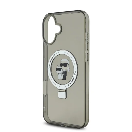  iPhone 16 fekete Karl Lagerfeld Gyűrűtartó Karl és Choupette MagSafe tok - 4