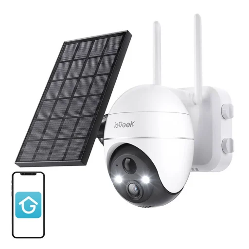Vezeték nélküli 5MP WiFi Kültéri Kamera ieGeek ZS-GX4S Fehér napelemmel - 1