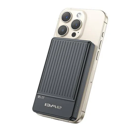 AWEI PowerBank MagSafe P33K 10000mAh 22,5W fekete, - 1