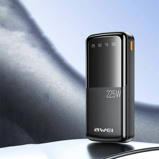AWEI PowerBank P13K 20000mAh 22.5W fekete/fekete Digitális Kijelző - 3