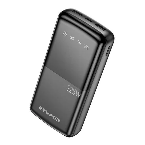 AWEI PowerBank P13K 20000mAh 22.5W fekete/fekete Digitális Kijelző - 1