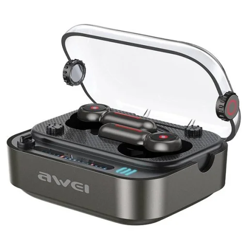 AWEI Bluetooth 5.3 T58 ANC fejhallgató + dokkoló állomás fekete/fekete - 2