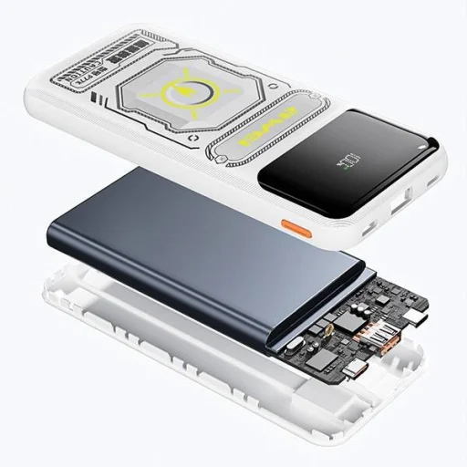 AWEI PowerBank beépített Lightning/USB-C kábellel P77K 10000mAh fekete/fekete 22.5W - 2