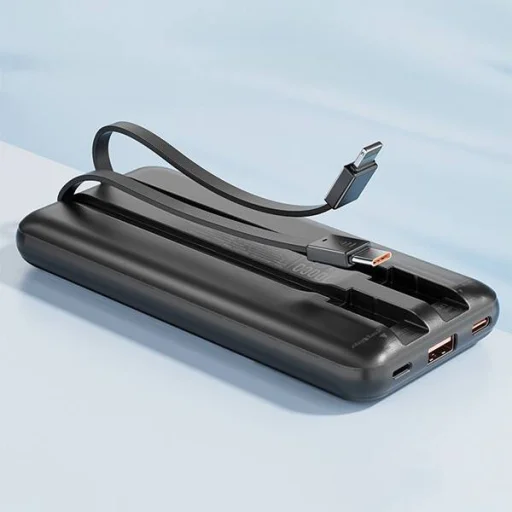 AWEI PowerBank beépített Lightning/USB-C kábellel P77K 10000mAh fekete/fekete 22.5W - 3