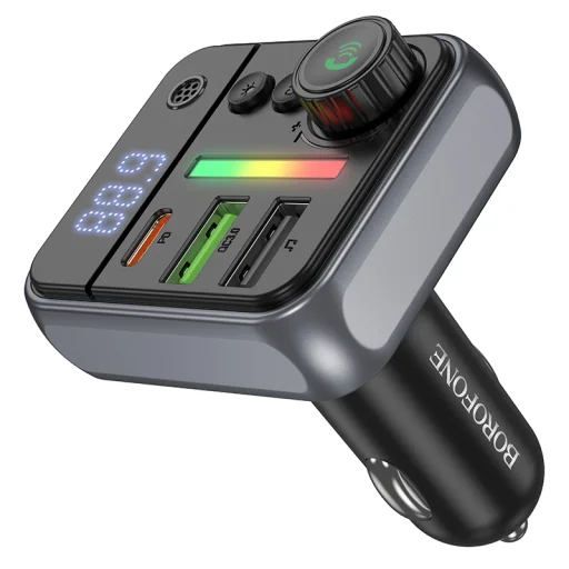 Borofone Transmitter FM BC50 Ascenso MP3, Bluetooth - 2xUSB + Type C - QC 3.0 PD 38W fekete - 2