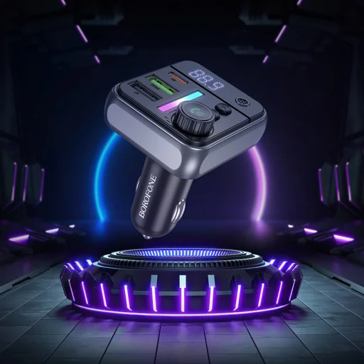 Borofone Transmitter FM BC50 Ascenso MP3, Bluetooth - 2xUSB + Type C - QC 3.0 PD 38W fekete - 8