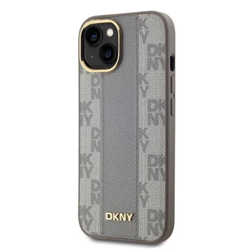  iPhone 14 Bézs DKNY Bőr Kockás Mono Minta MagSafe tok - 3