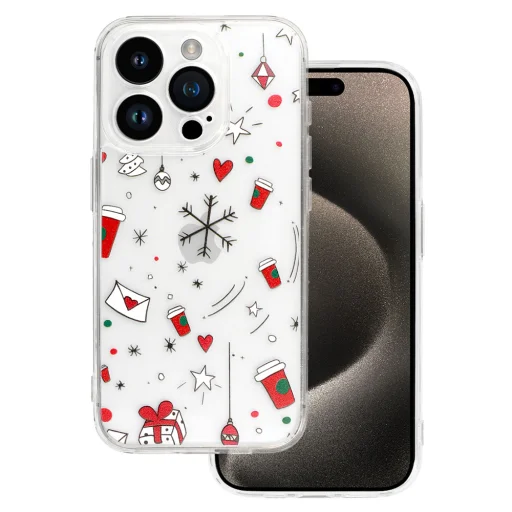 TEL PROTECT Karácsonyi Átlátszó tok iPhone 15 Pro Max Design 3 tok - 1