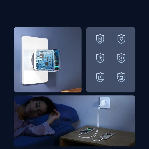 Joyroom JR-TCF21 hálózati töltő USB-C / USB-A 20W PD / QC 3.0 - fehér - 12