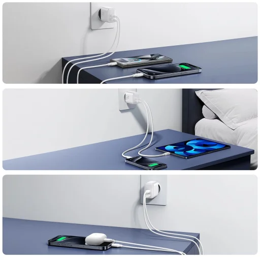 Joyroom JR-TCF12 hálózati töltő 2x USB-C 20W PD / QC 3.0 - fehér - 14