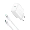 Joyroom JR-TCF24 USB-C PD 30W QC SFC hálózati töltő - fehér + 1m USB-C kábel