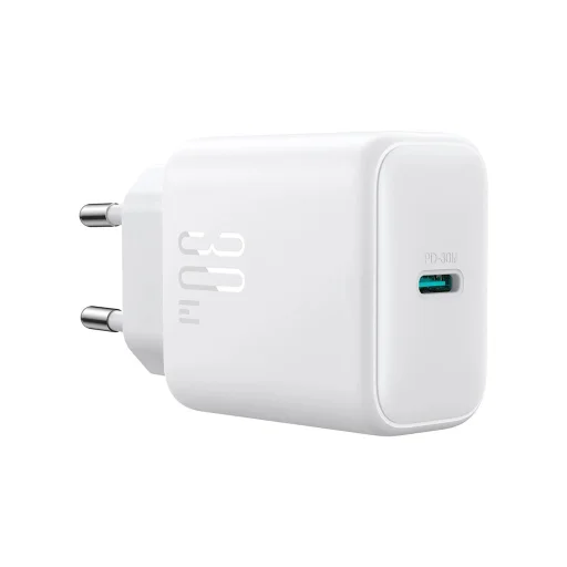 Joyroom JR-TCF24 USB-C PD 30W QC SFC hálózati töltő - fehér + 1m USB-C kábel - 8