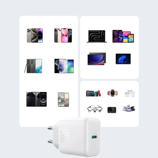 Joyroom JR-TCF24 USB-C PD 30W QC SFC hálózati töltő - fehér + 1m USB-C kábel - 14