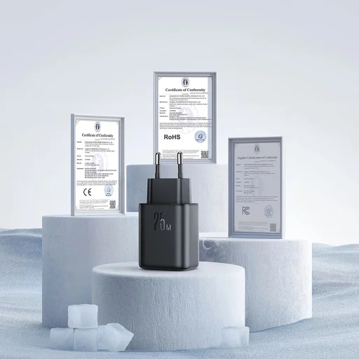 Joyroom JR-TCF23 hálózati töltő USB-C 25W SFC / PPS / PD - fekete + USB-C / USB-C kábel 1m - 10