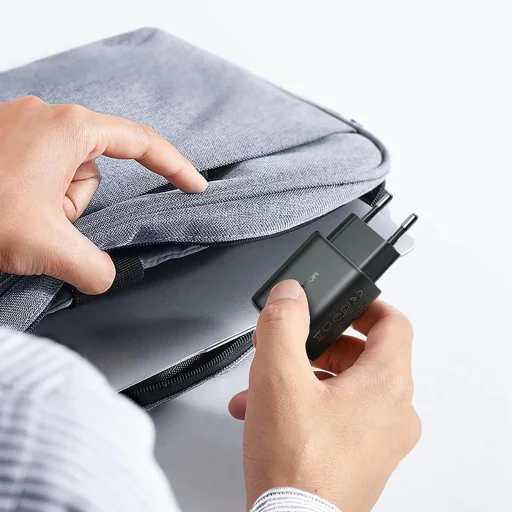 Joyroom JR-TCF23 hálózati töltő USB-C 25W SFC / PPS / PD - fekete + USB-C / USB-C kábel 1m - 12