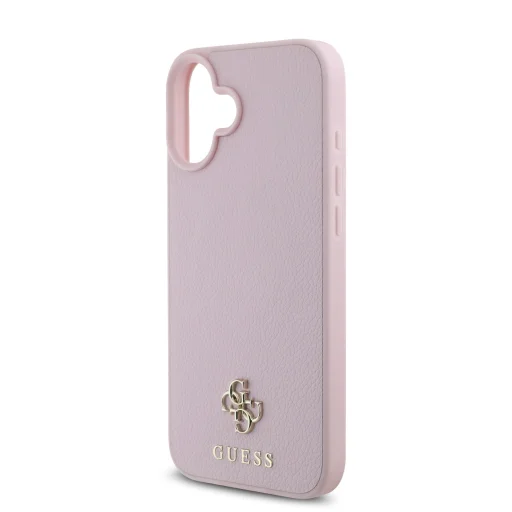  iPhone 16 Pink Guess PU Grained 4G Small Metal Logo MagSafe tok - 4