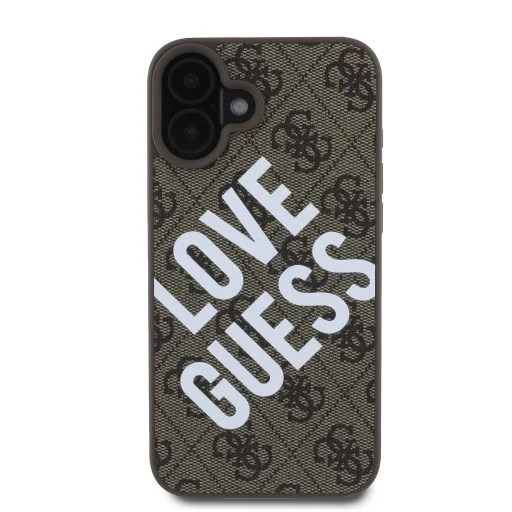  iPhone 16 Barna Guess PU bőr 4G Big Love Logo MagSafe tok - 2