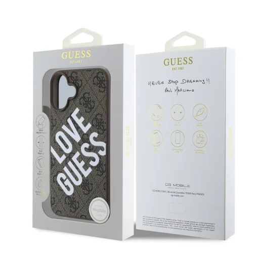  iPhone 16 Barna Guess PU bőr 4G Big Love Logo MagSafe tok - 6