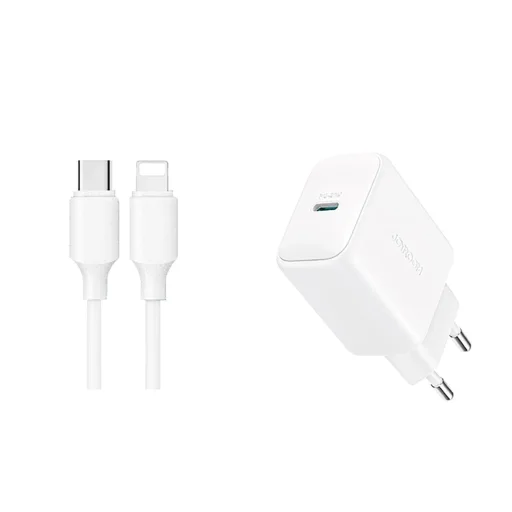 Joyroom JR-TCF20 USB-C PD 20W hálózati töltő - fehér + USB-C / Lightning kábel 1m - 1