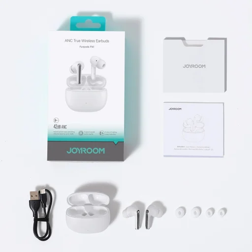 Joyroom Funpods JR-FN1 vezeték nélküli fülbe helyezhető TWS Bluetooth 5.4 ANC ENC fejhallgató - fehér - 8