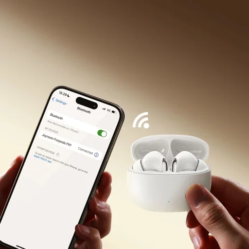 Joyroom Funpods JR-FN1 vezeték nélküli fülbe helyezhető TWS Bluetooth 5.4 ANC ENC fejhallgató - fehér - 15