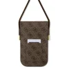 Guess PU 4G Fém Logós Feliratos Telefon Táska Barna thumbnail