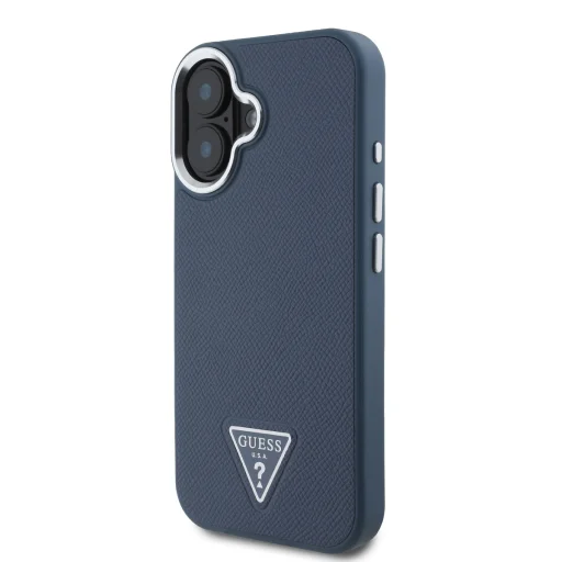  iPhone 16 Kék Guess PU Grained Háromszög Logós Tok - 3