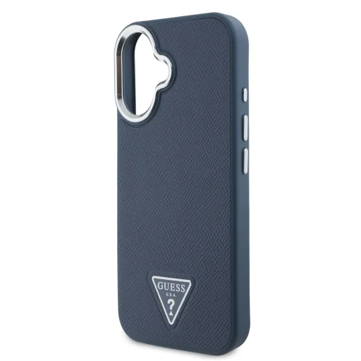  iPhone 16 Kék Guess PU Grained Háromszög Logós Tok - 4
