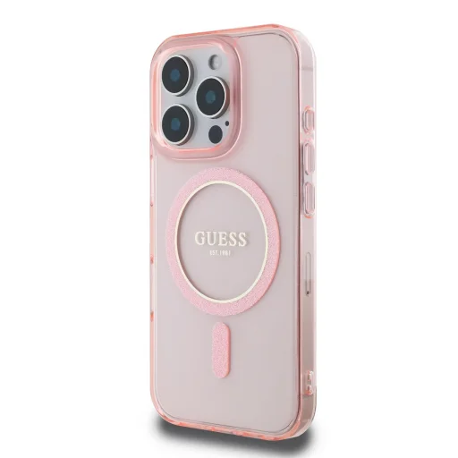  iPhone 16 Pro Max Pink Guess IML Glitter Ring MagSafe tok - 3