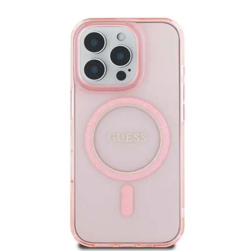  iPhone 16 Pro Max Pink Guess IML Glitter Ring MagSafe tok - 2