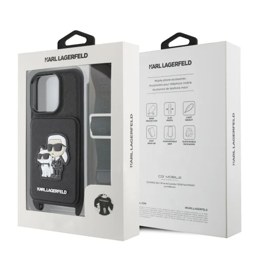  iPhone 16 Pro Karl Lagerfeld Saffiano Crossbody Strap Karl and Choupette tok - 7