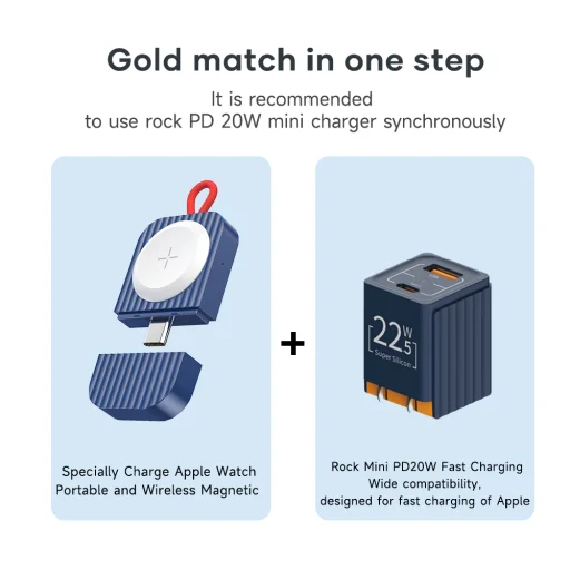 Rock Indukciós töltő W26 - Type C - Apple Watch-hoz 2,5W fehér - 7