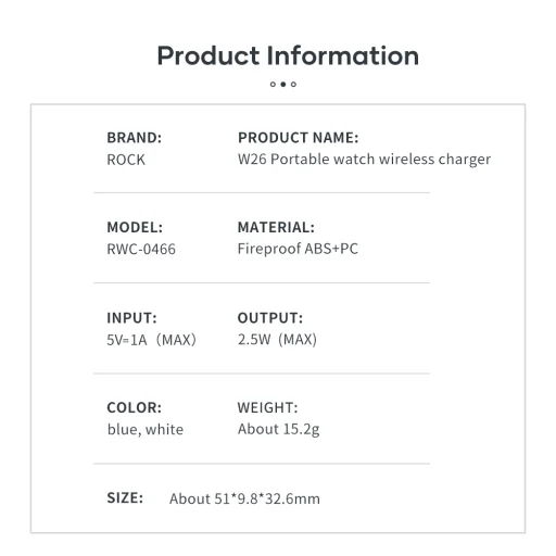 Rock Indukciós töltő W26 - Type C - Apple Watch-hoz 2,5W fehér - 8