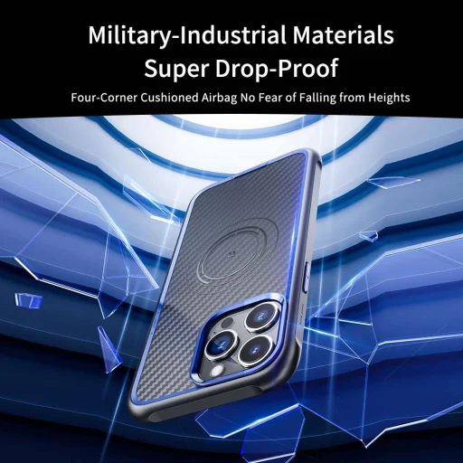 Rock Kevlar Sorozat Aramid Szálas Mágneses Tok iPhone 15 Pro Max fekete - 3