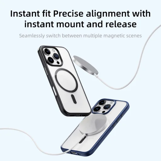 Rock Guard Series Mágneses tok iPhone 16 Pro számára átlátszó-fekete tok - 3