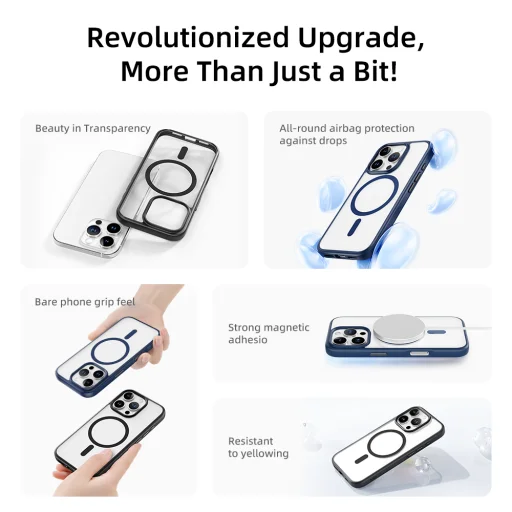 Rock Guard Series Mágneses tok iPhone 16 Pro számára átlátszó-fekete tok - 11