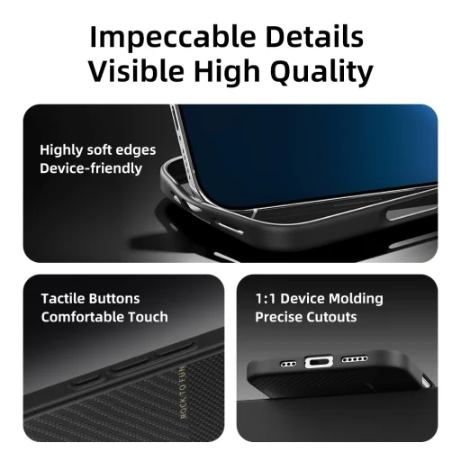 Rock Ultra Thin Aramid Fiber Kevlar 600D tok iPhone 16 Pro fekete - 13