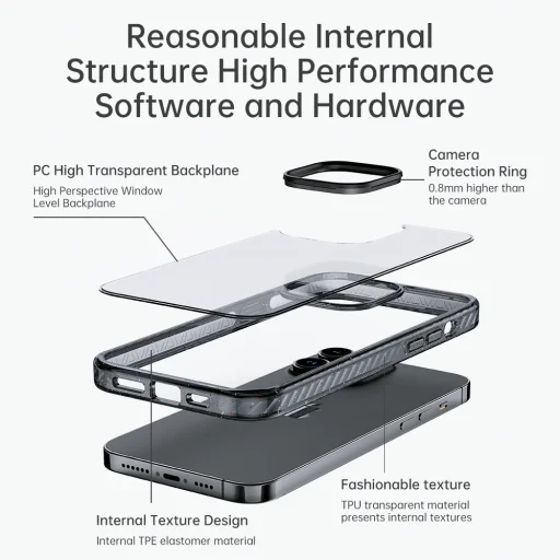 Rock Crystal Shield Series tok iPhone 14 Pro-ra átlátszó-fekete - 3