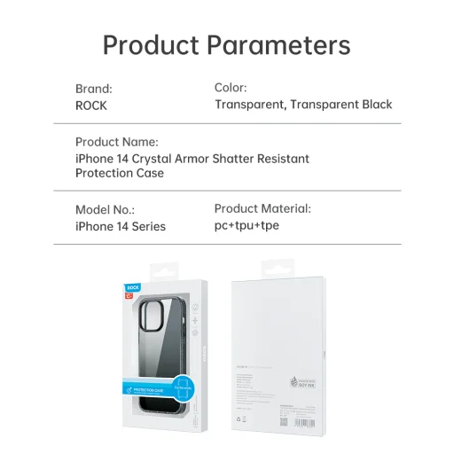 Rock Crystal Shield Series tok iPhone 14 Pro-ra átlátszó-fekete - 9