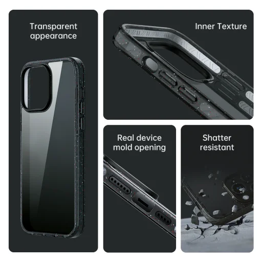 Rock Crystal Shield Series tok iPhone 14 Pro-ra átlátszó-fekete - 6