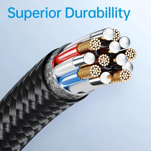 Rock Cable Deep Indigo Series fonott - Type C to Type C - PD 100W 1,2 méter fekete - 3