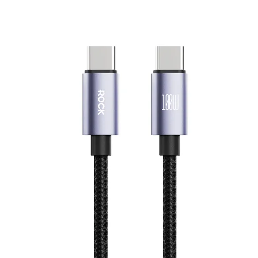 Rock Cable Deep Indigo Series fonott - Type C to Type C - PD 100W 1,2 méter fekete - 1