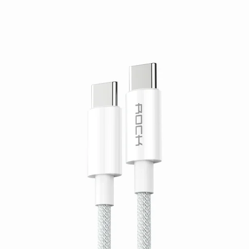 Rock kábel R6 - Type C to Type C - PD 100W 5A 2 méter fehér - 1