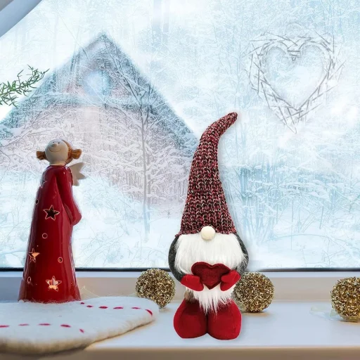 Karácsonyi dekoráció, teleszkópos lábú manó RC-K-280 piros - 4