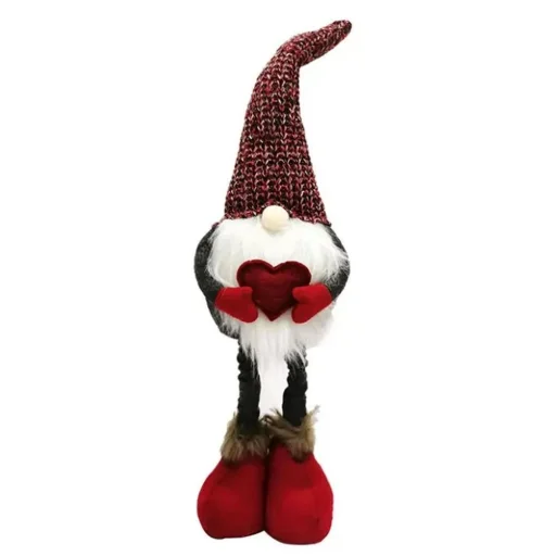 Karácsonyi dekoráció, teleszkópos lábú manó RC-K-280 piros - 1