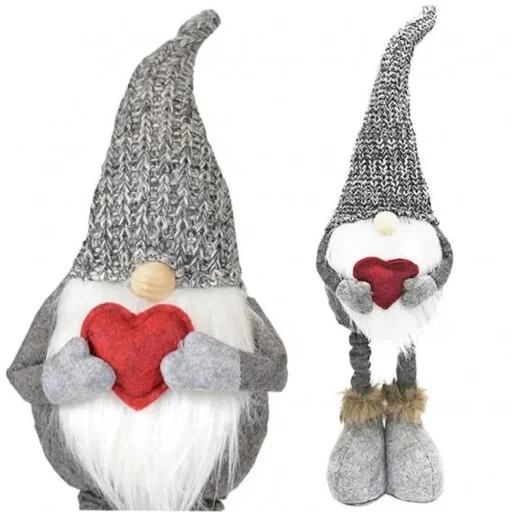 Karácsonyi dekorációs manó teleszkópos lábakkal RC-K-1215 szürke - 3