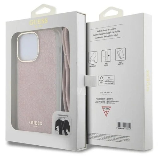 Guess Crossbody Cord 4G Print tok iPhone 15 Pro - rózsaszín - 7